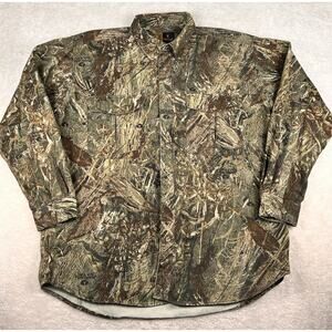 Browning Shirt Mens Sz 2XL Camo Mossy Oak Duck Blind Long Sleeve Button Down